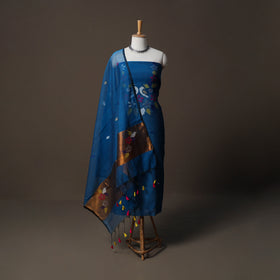 Handwoven Phulia Jamdani Muslin Silk 2pc Unstitched Dress Material Kurta Set 51