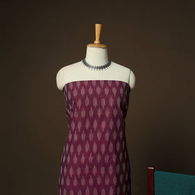 Purple - Pochampally Ikat Weave 3pc Cotton Unstitched Dress Material Suit Set 24