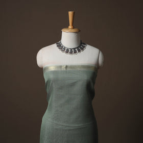 Green - 2pc Handloom Maheshwari Silk Unstitched Dress Material Kurta Set 07