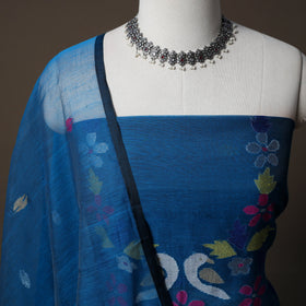Handwoven Phulia Jamdani Muslin Silk 2pc Unstitched Dress Material Kurta Set 51