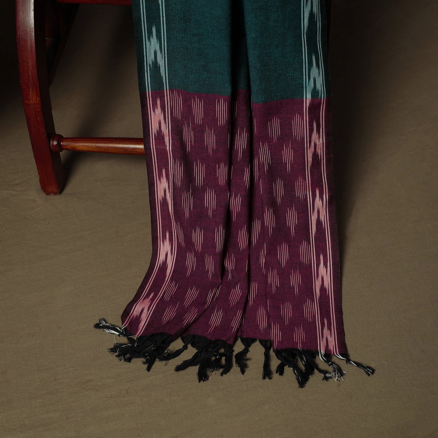 Purple - Pochampally Ikat Weave 3pc Cotton Unstitched Dress Material Suit Set 24