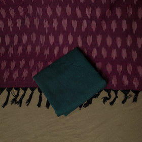Purple - Pochampally Ikat Weave 3pc Cotton Unstitched Dress Material Suit Set 24