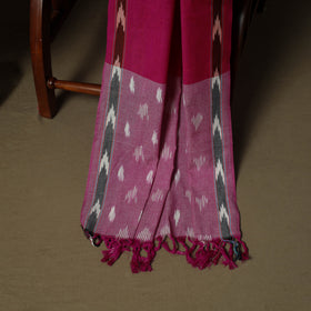 Pink - Pochampally Ikat Weave 3pc Cotton Unstitched Dress Material Suit Set 25