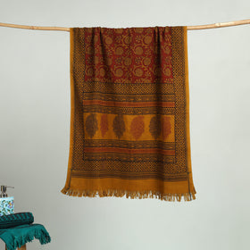 Brown Bagh Hand Block Print Cotton Handloom Towel