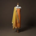Orange - 2pc Handloom Maheshwari Silk Unstitched Dress Material Kurta Set with Zari Border 09