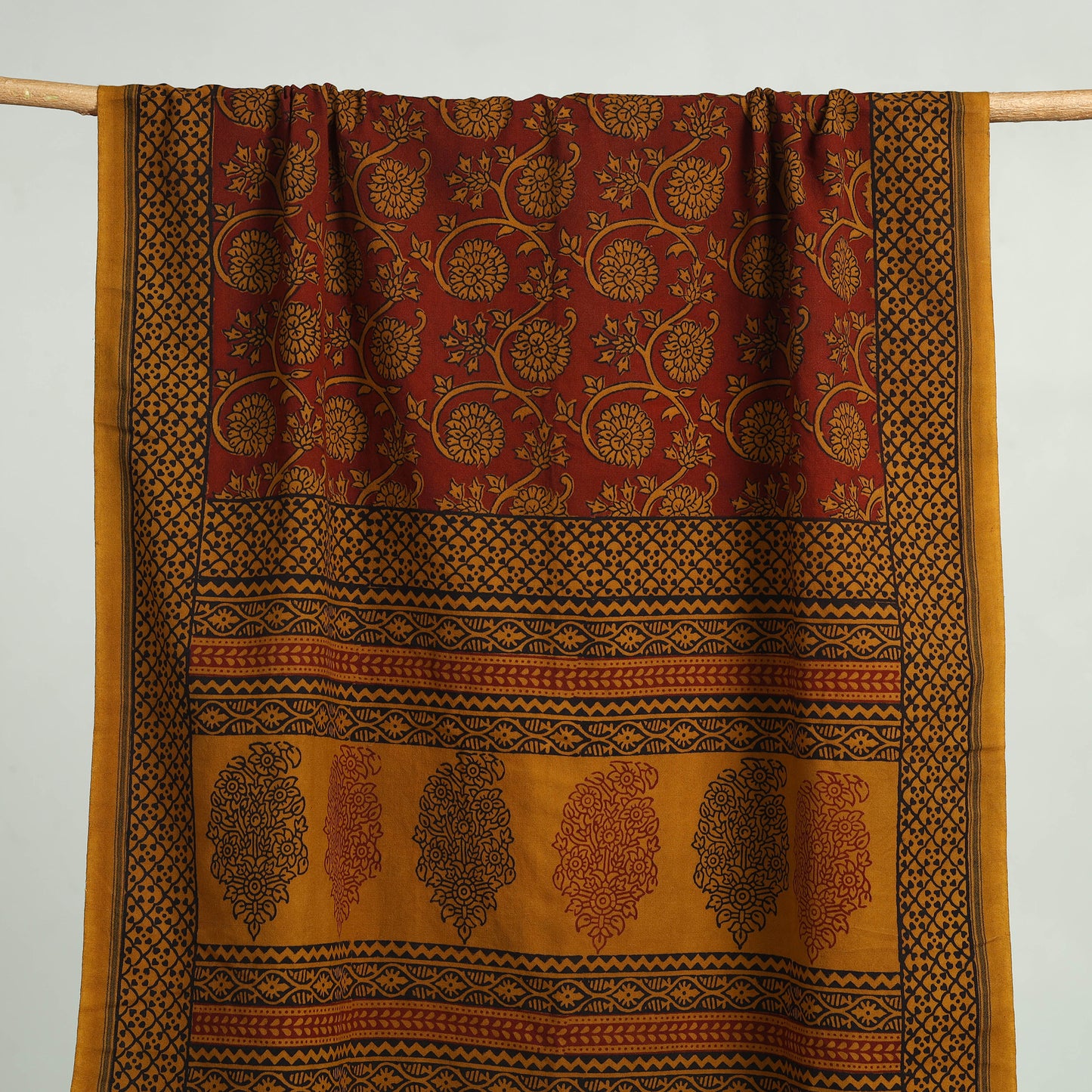 Brown Bagh Hand Block Print Cotton Handloom Towel