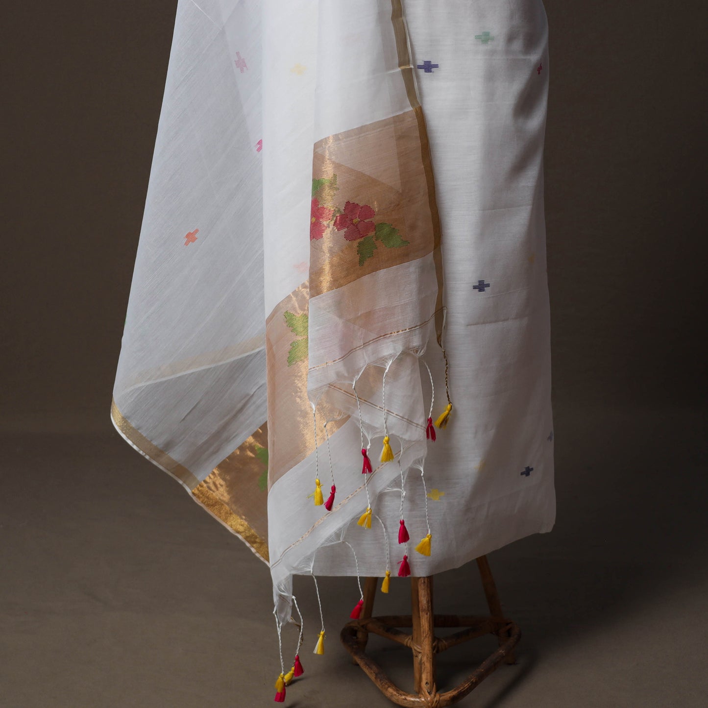 Handwoven Phulia Jamdani Muslin Silk 2pc Unstitched Dress Material Kurta Set 53
