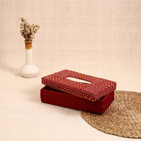 Red - handcrafted bengal kantha work tissue box 28