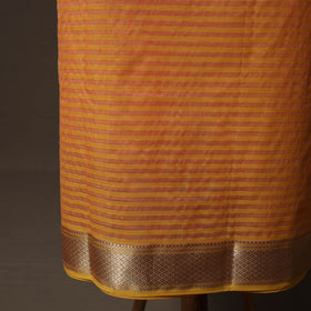 Orange - 2pc Handloom Maheshwari Silk Unstitched Dress Material Kurta Set with Zari Border 09