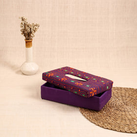 Purple - handcrafted bengal kantha work tissue box 27
