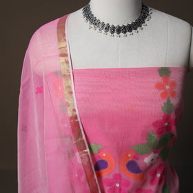 Handwoven Phulia Jamdani Muslin Silk 2pc Unstitched Dress Material Kurta Set 54