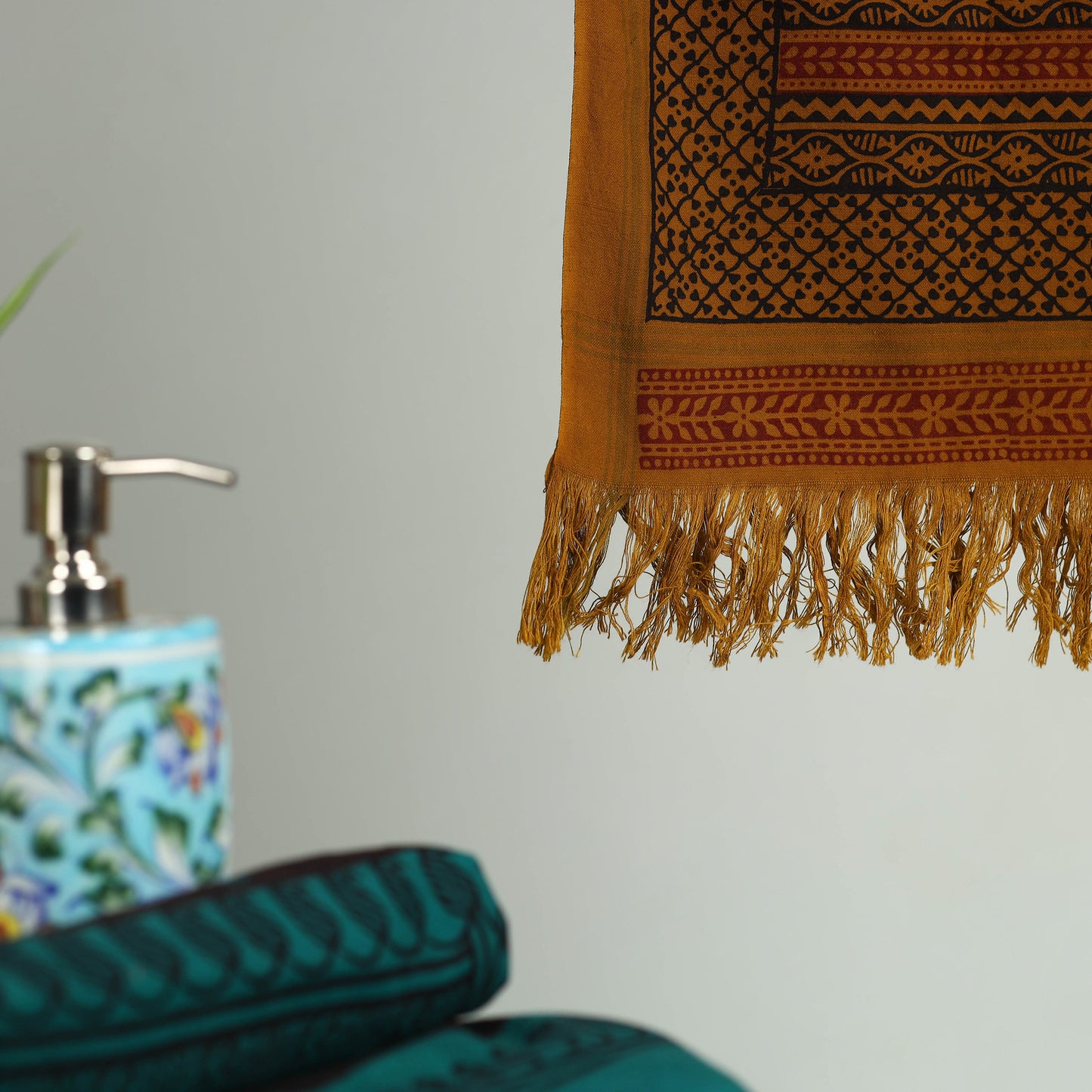 Brown Bagh Hand Block Print Cotton Handloom Towel