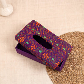 Purple - handcrafted bengal kantha work tissue box 27