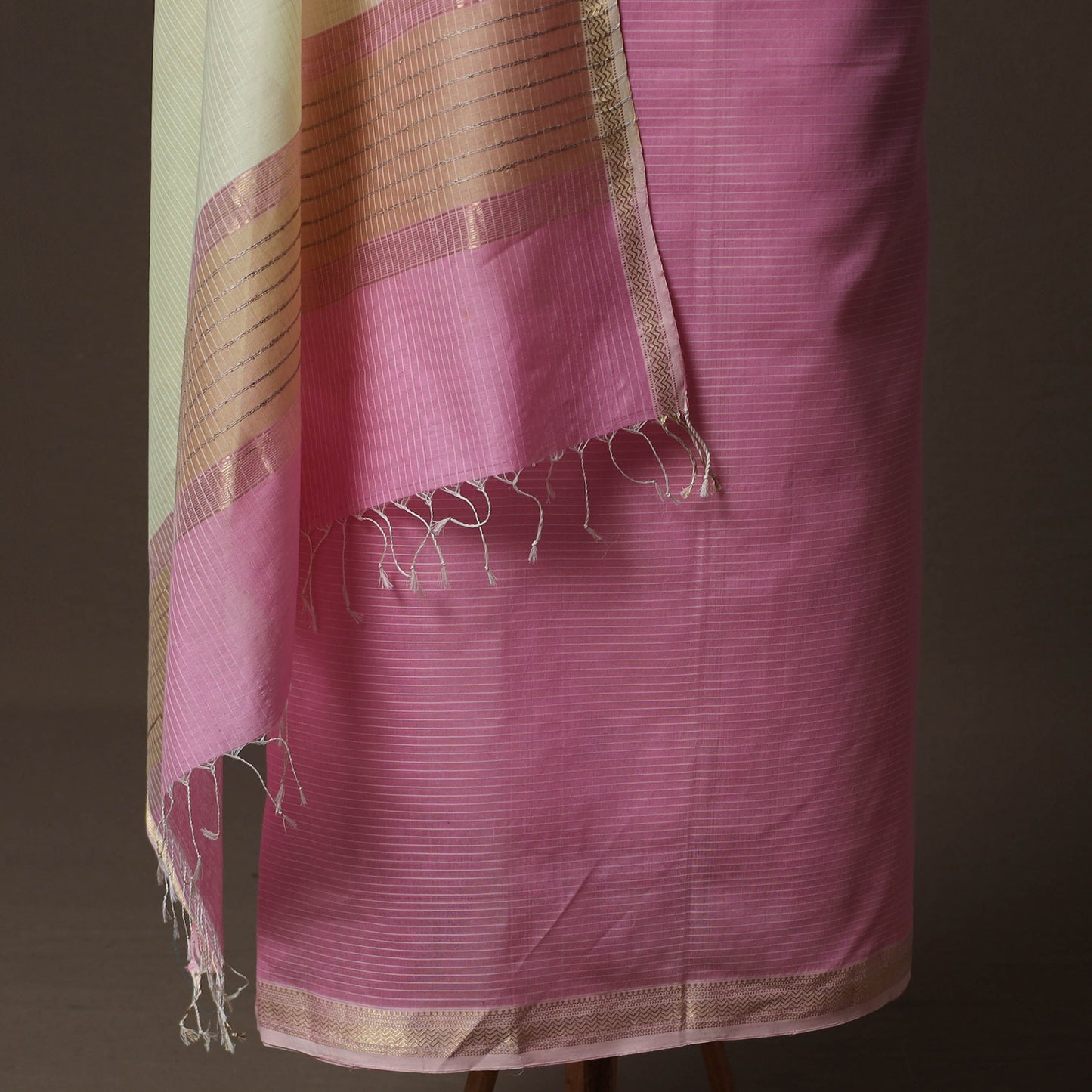 Pink - 2pc Handloom Maheshwari Silk Unstitched Dress Material Kurta Set 11