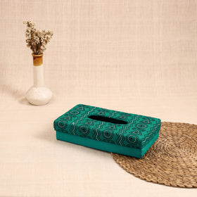 Blue - handcrafted bengal kantha work tissue box 26