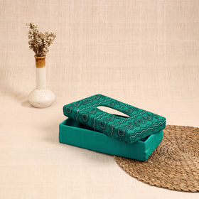 Blue - handcrafted bengal kantha work tissue box 26