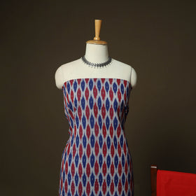 Multicolor - Pochampally Ikat Weave 3pc Cotton Unstitched Dress Material Suit Set 27