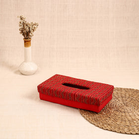 Red - handcrafted bengal kantha work tissue box 25