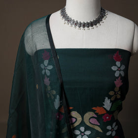 Handwoven Phulia Jamdani Muslin Silk 2pc Unstitched Dress Material Kurta Set 56