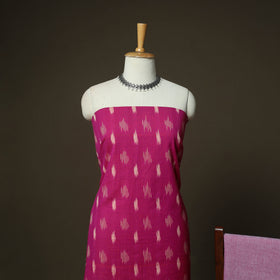 Pink - Pochampally Ikat Weave 3pc Cotton Unstitched Dress Material Suit Set 28