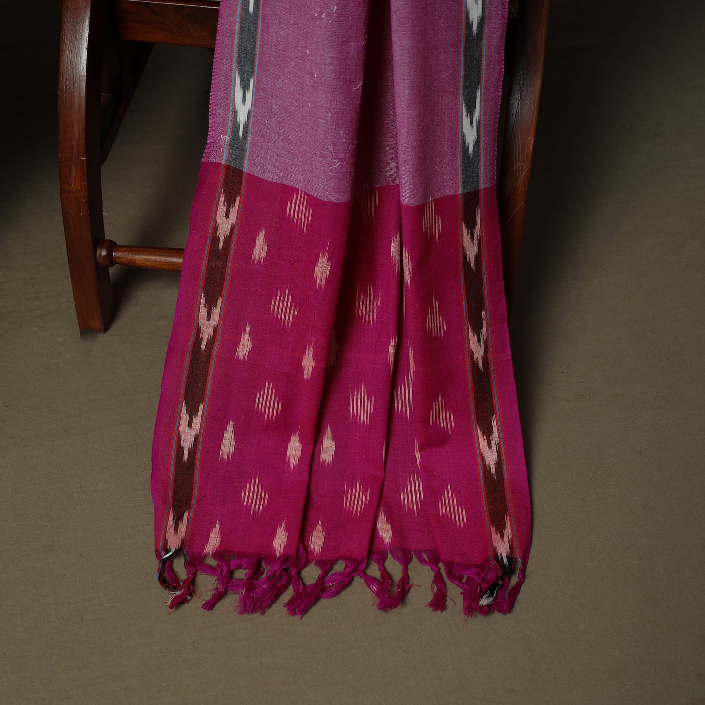 Pink - Pochampally Ikat Weave 3pc Cotton Unstitched Dress Material Suit Set 28