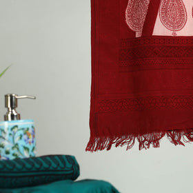 Red - bagh hand cotton handloom towel 64 - handcrafted