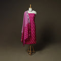 Pink - Pochampally Ikat Weave 3pc Cotton Unstitched Dress Material Suit Set 28