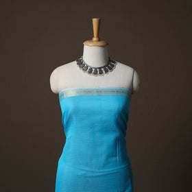 Blue - 2pc Handloom Maheshwari Silk Unstitched Dress Material Kurta Set 14