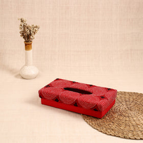 Red - handcrafted bengal kantha work tissue box 14