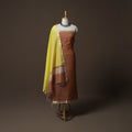 Brown - 2pc Handloom Maheshwari Silk Unstitched Dress Material Kurta Set 15