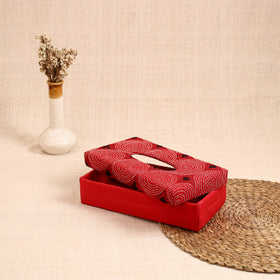 Red - handcrafted bengal kantha work tissue box 14