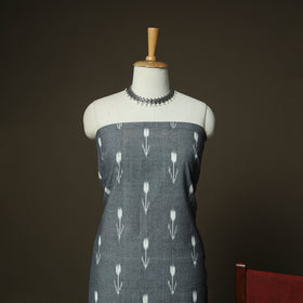Grey - Pochampally Ikat Weave 3pc Cotton Unstitched Dress Material Suit Set 29
