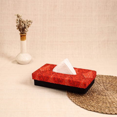 Orange - handcrafted bengal kantha work tissue box 13