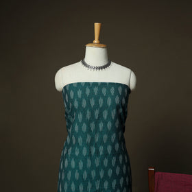 Green - Pochampally Ikat Weave 3pc Cotton Unstitched Dress Material Suit Set 31