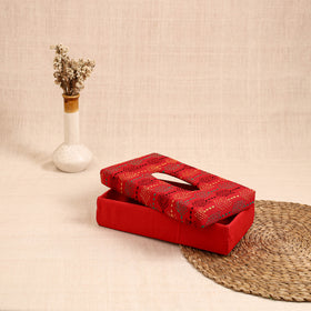 Red - handcrafted bengal kantha work tissue box 11
