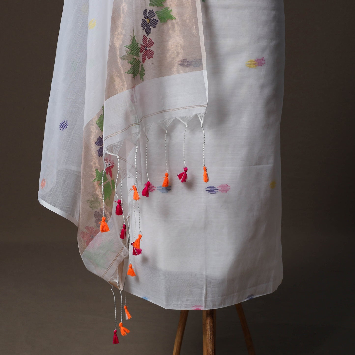 Handwoven Phulia Jamdani Muslin Silk 2pc Unstitched Dress Material Kurta Set 60
