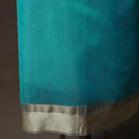 Blue - 2pc Handloom Maheshwari Silk Unstitched Dress Material Kurta Set with Resham Zari Border 17