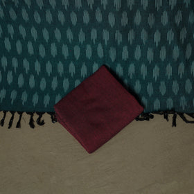Green - Pochampally Ikat Weave 3pc Cotton Unstitched Dress Material Suit Set 31