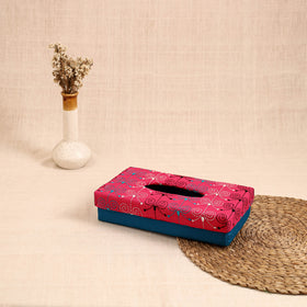 Blue - handcrafted bengal kantha work tissue box 04