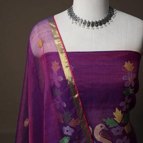 Handwoven Phulia Jamdani Muslin Silk 2pc Unstitched Dress Material Kurta Set 61
