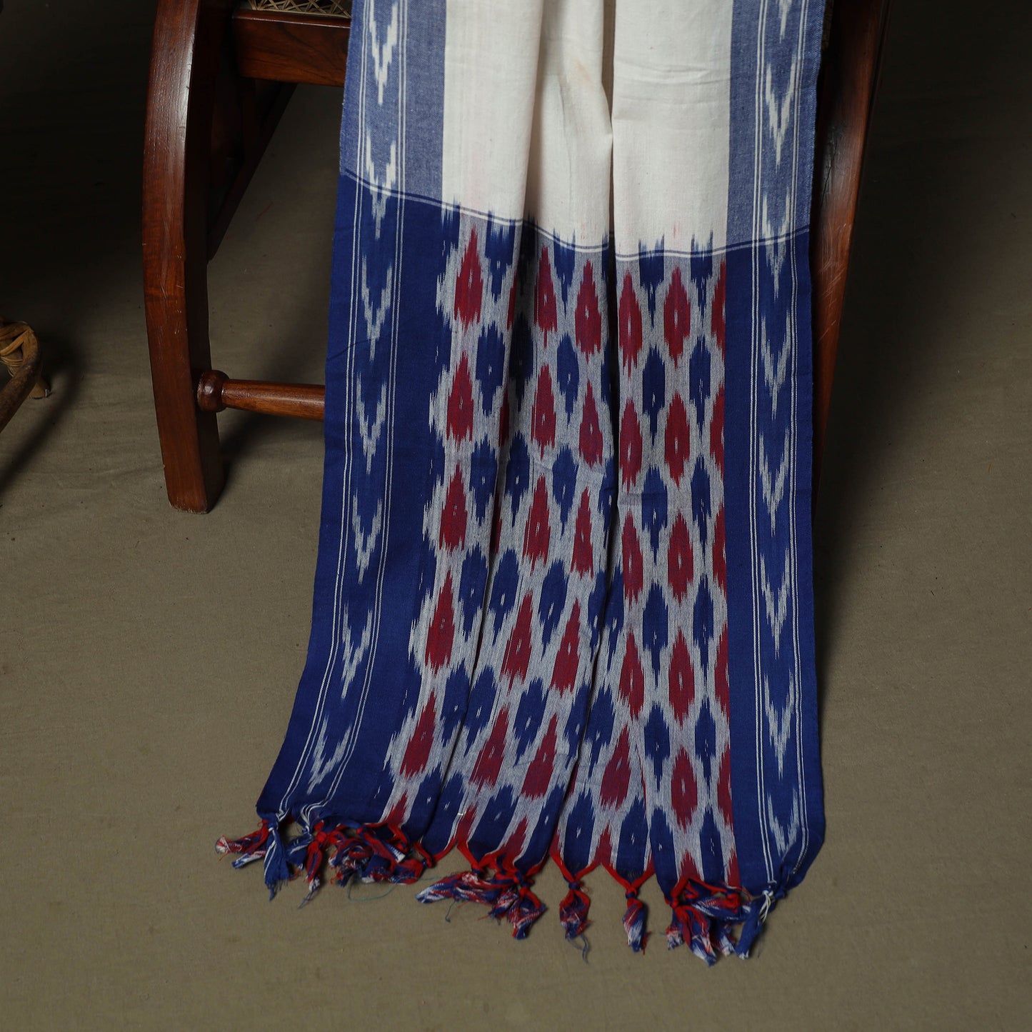 Multicolor - Pochampally Ikat Weave 3pc Cotton Unstitched Dress Material Suit Set 32