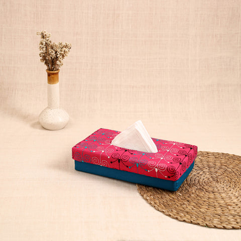 Blue - handcrafted bengal kantha work tissue box 04