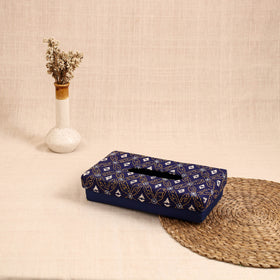 Blue - handcrafted bengal kantha work tissue box 08
