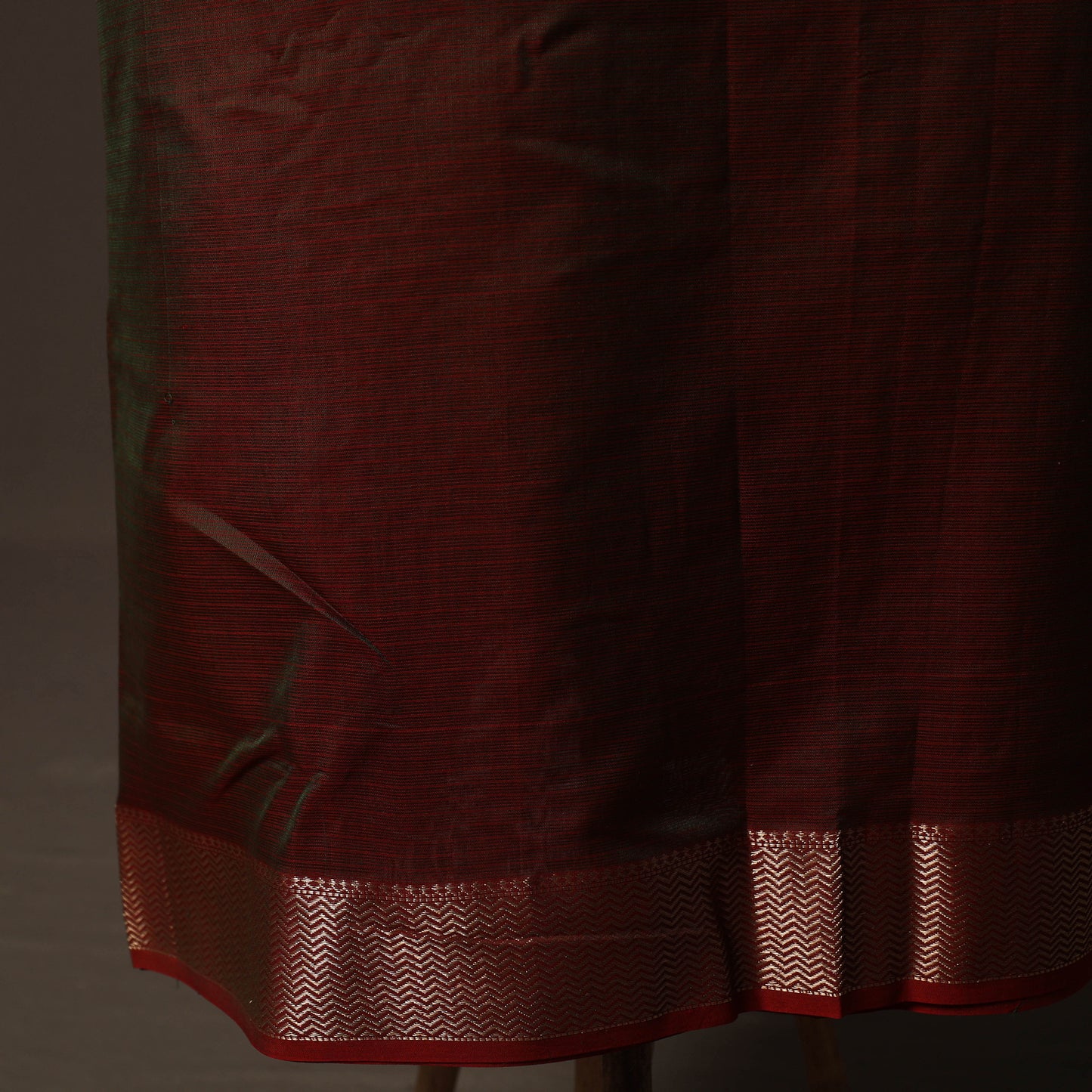 Brown - 2pc Handloom Maheshwari Silk Unstitched Dress Material Kurta Set with Zari Border 18
