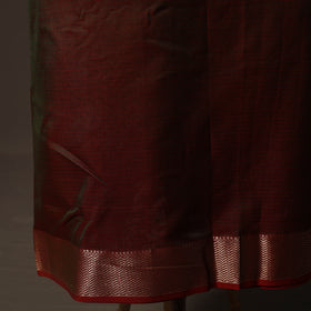 Brown - 2pc Handloom Maheshwari Silk Unstitched Dress Material Kurta Set with Zari Border 18