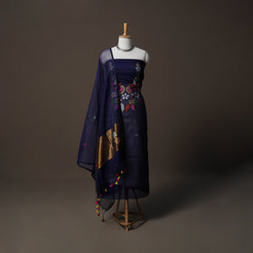 Handwoven Phulia Jamdani Muslin Silk 2pc Unstitched Dress Material Kurta Set 62