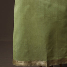 Green - 2pc Handloom Maheshwari Silk Unstitched Dress Material Kurta Set with Zari Border 19