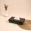 Green - Handcrafted Bengal Kantha Work Tissue Box 06