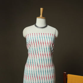 Multicolor - Pochampally Ikat Weave 3pc Cotton Unstitched Dress Material Suit Set 33