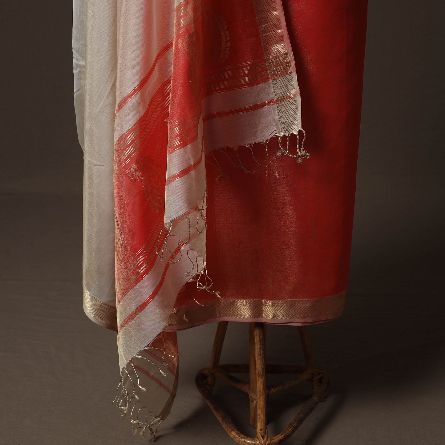 Red - 2pc Zari Work Handloom Maheshwari Silk Unstitched Dress Material Kurta Set 20